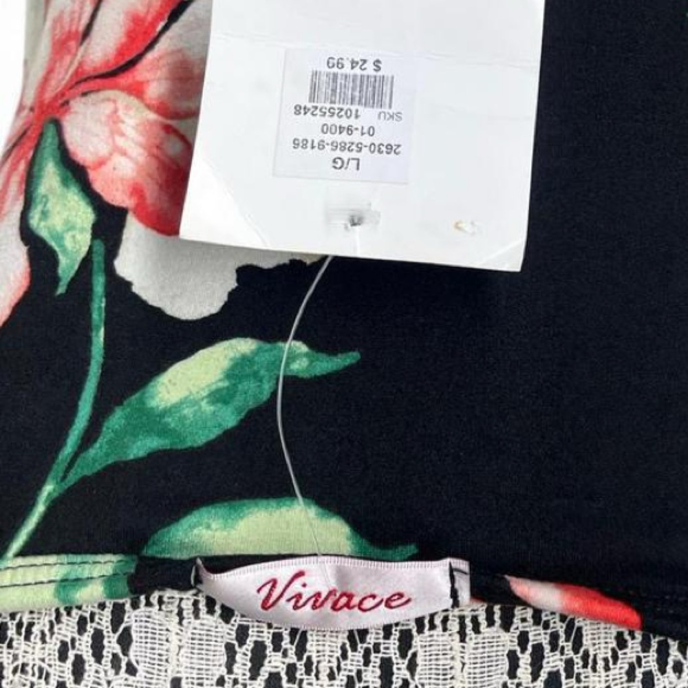 Chic Strapless Floral Dress in Black and Pink - Picture 5 of 6